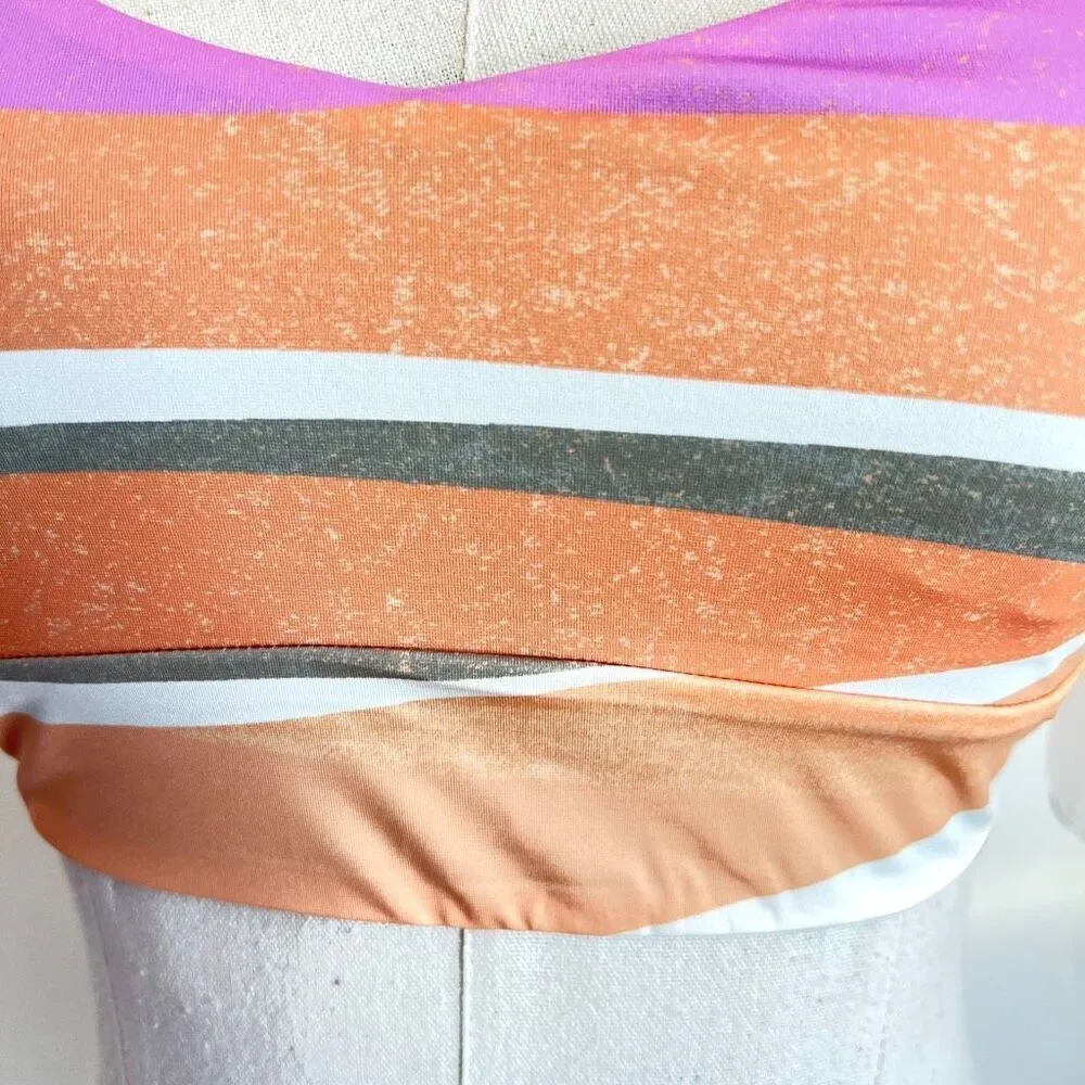 PrAna Willow Falls Reversible Swim Top Orange Pink Green NWT Size XL